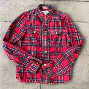 Abercrombie Muscle Flannel Green Red Medium